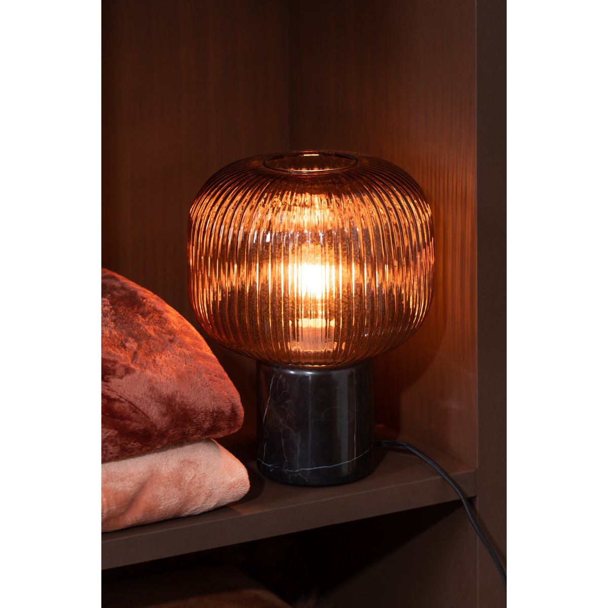 TABLE LAMP YUFO GLA/MAR RD/BL (25x25x32cm)