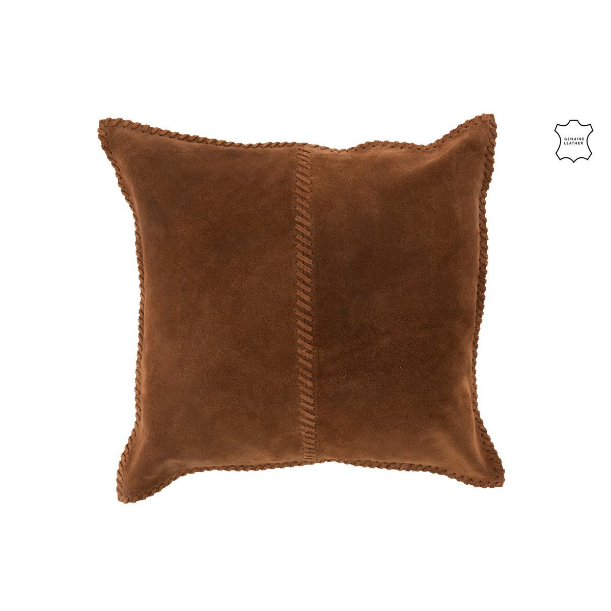 J-Line Cushion Stitching Square Leather Cognac