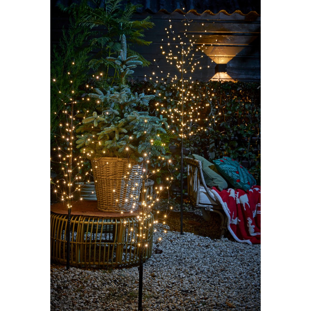 Tree with Warm White LED Lighting - H200 x Ø18 cm - Black