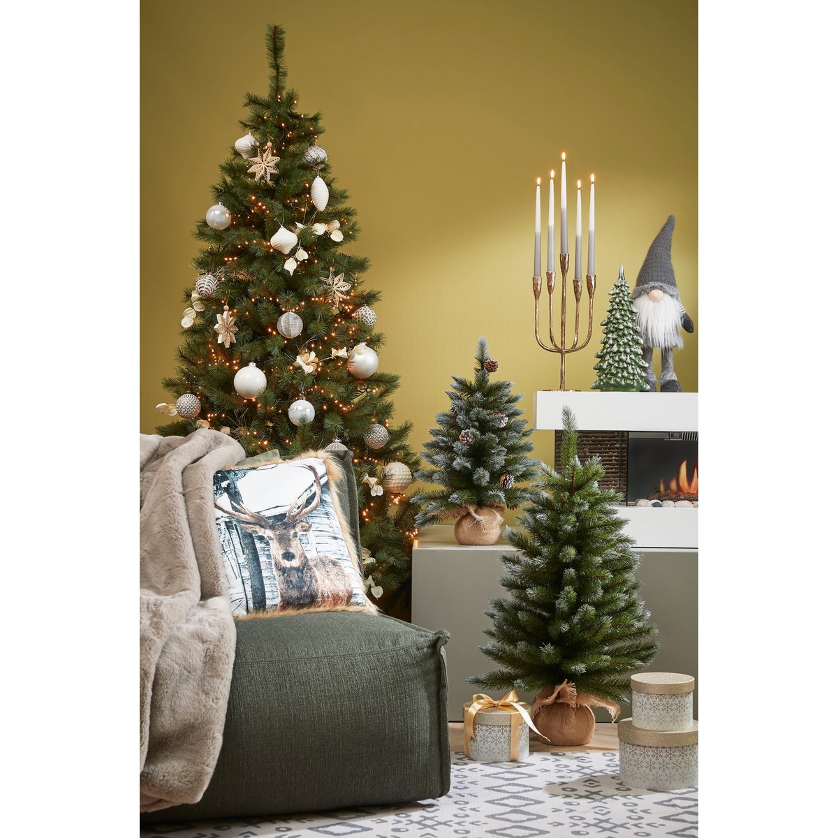 Pittsburgh Artificial Christmas Tree in Jute - H60 x Ø38 cm - Green Frosted