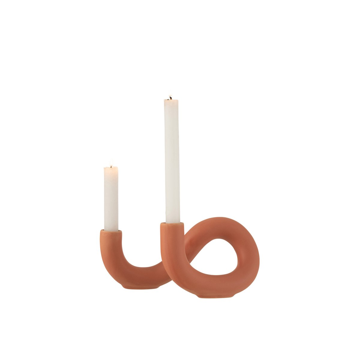 J-Line Candle Holder Tor 2 Candle Ceramic Orange