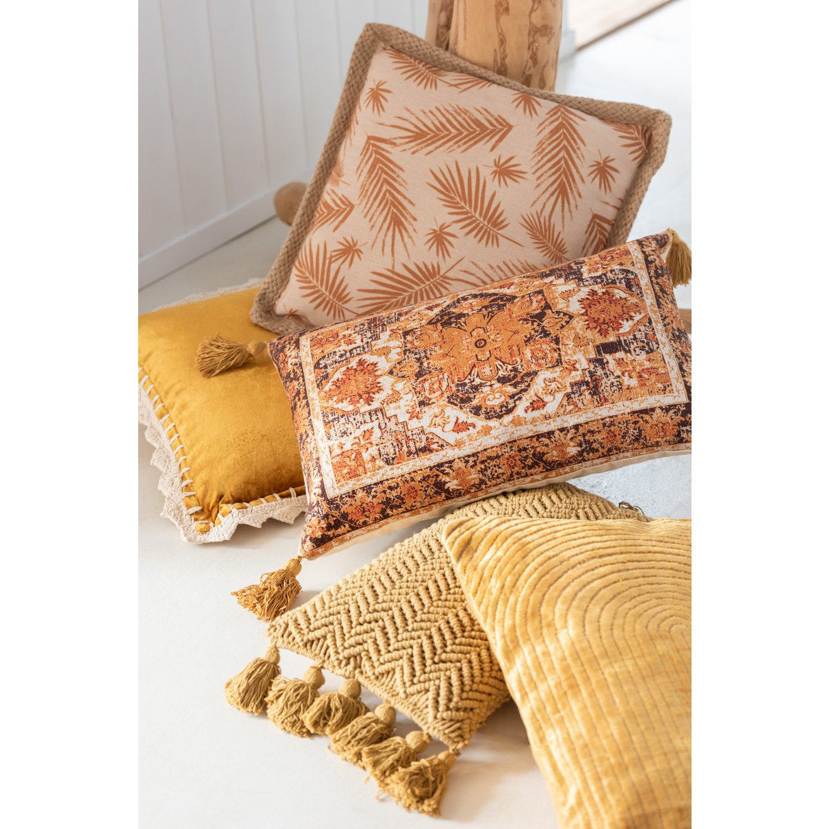 Brush Cotton Ocher Pillow 60x30 cm