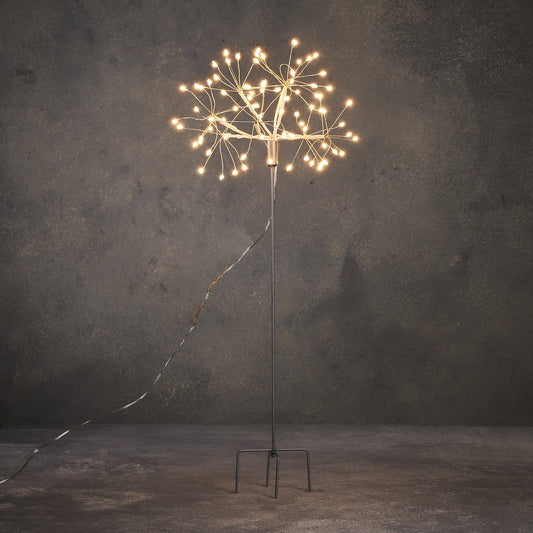 Dandelion Garden Plug with Warm White LED Lights - H50 cm - Silver