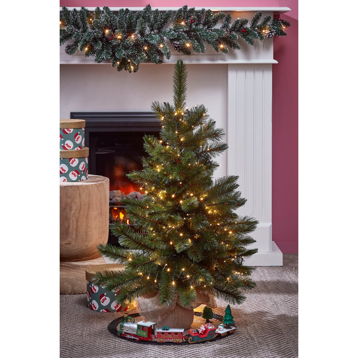 Forest Frosted Artificial Christmas Tree in Jute - H90 x Ø62 cm - Green