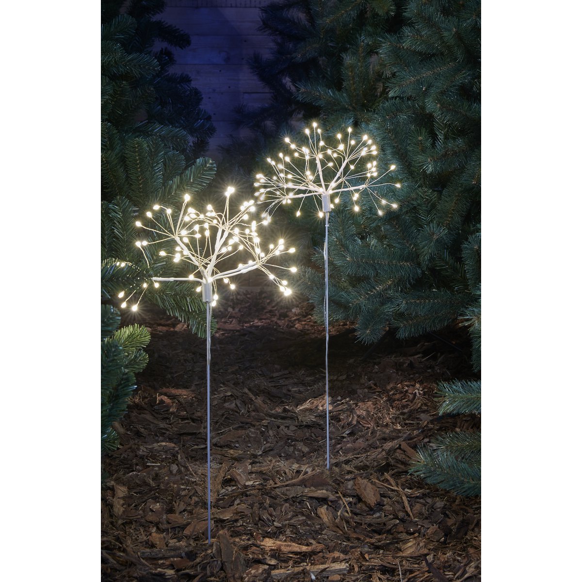 Dandelion Garden Plug with Warm White LED Lights - H50 cm - Silver