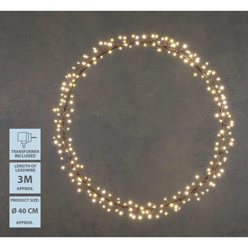 Light wreath with Warm White LED Lighting - Ø40 cm - Black