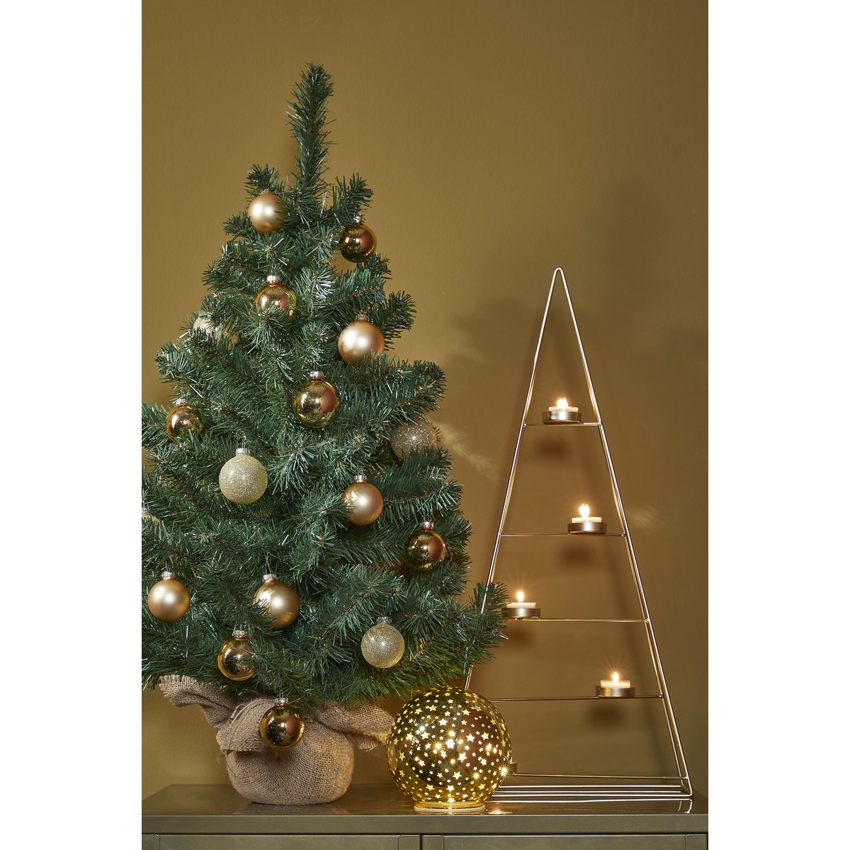 Alpine Artificial Christmas Tree in Jute - H90 x Ø66 cm - Green