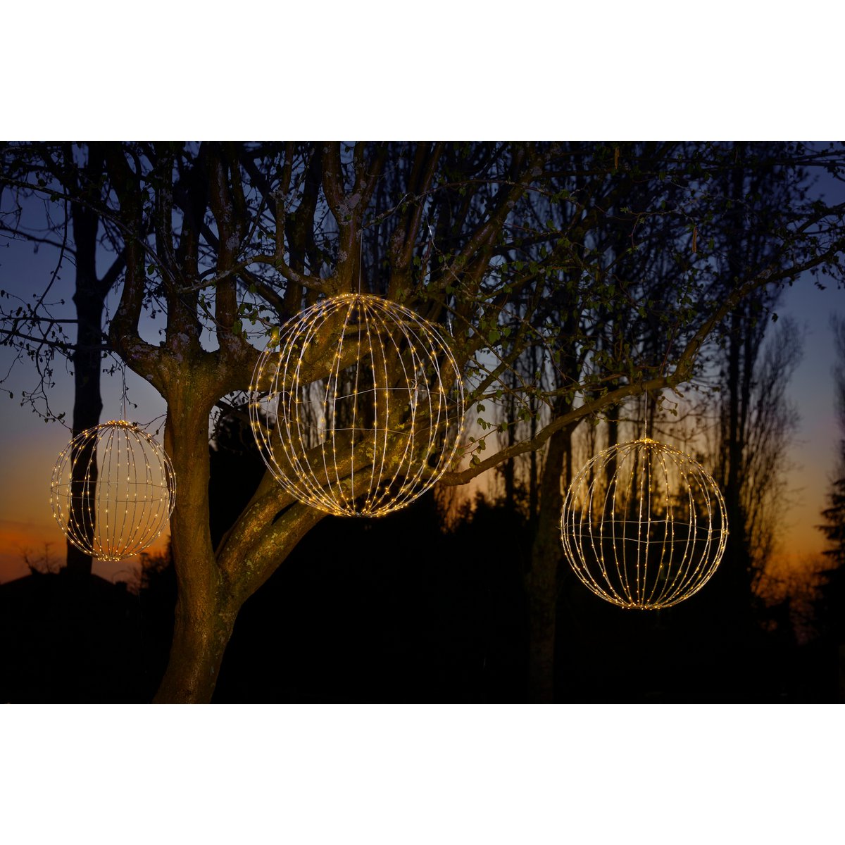 Christmas Lighting Ball with Classic White LED Lights - Ø50 cm - Silver