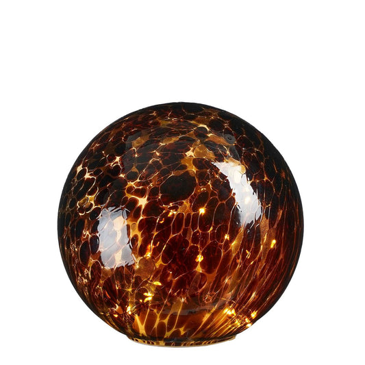 Deco Ball with LED Lighting - H20 x Ø20 cm - Glass - Brown