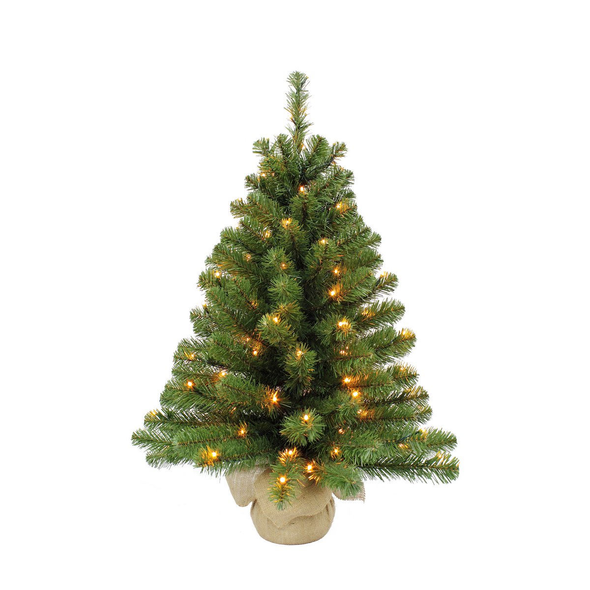 Diamond Artificial Christmas Tree in Jute with LED Lighting - H60 x Ø51 cm - Green