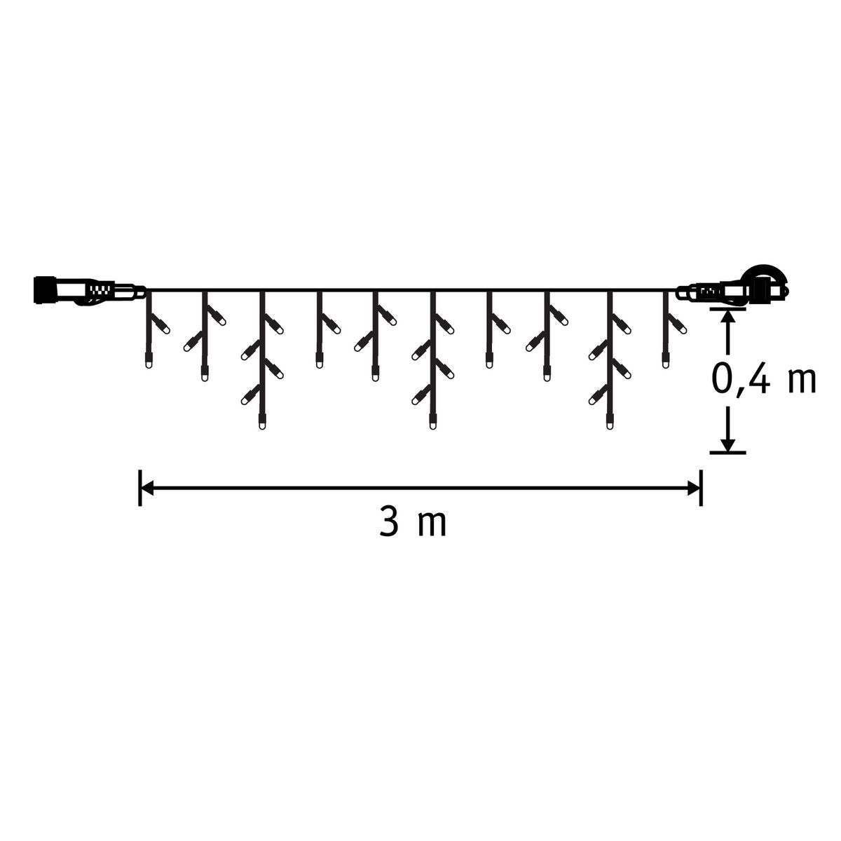 Connect XP Level Light Curtain with 50 LED Lights - L300 x H40 cm - Clear White