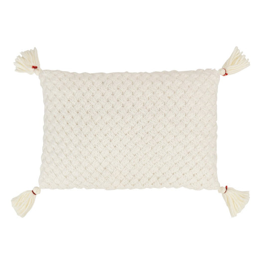 J-Line Cushion Crochet Tassel Acrylic White