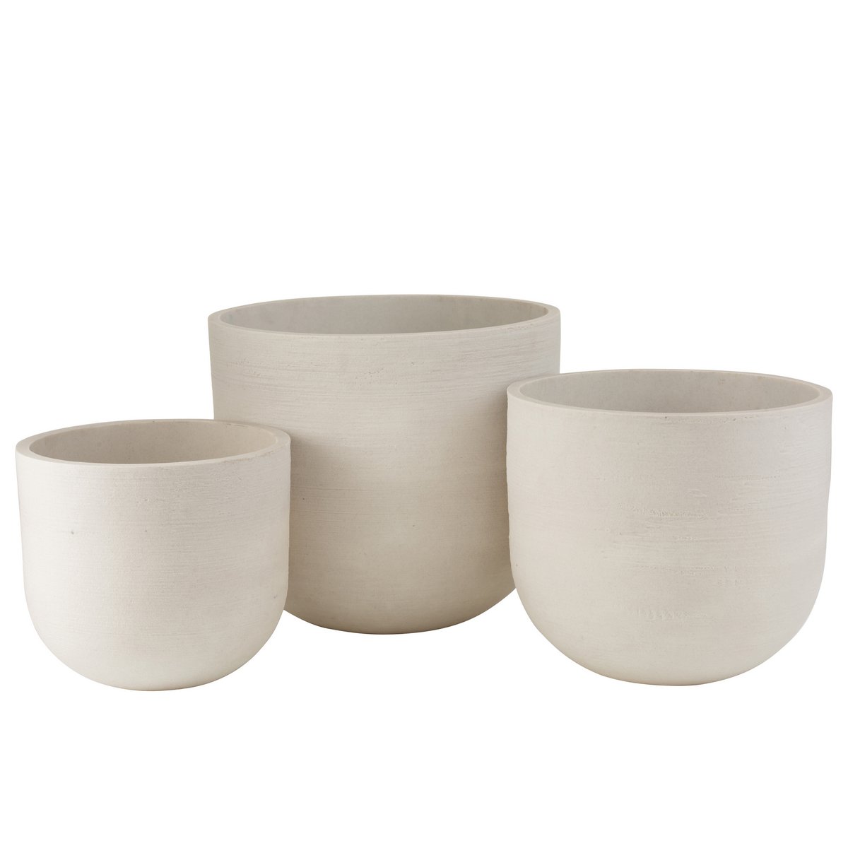 J-Line Set Of 3 Flower Pots Round Ceramic High White