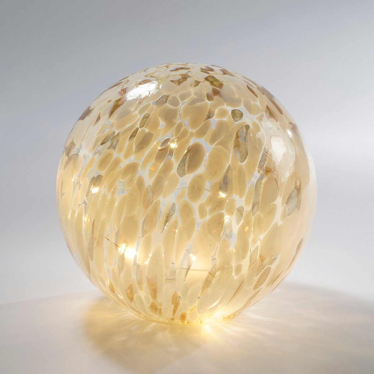 Deco Ball with LED Lighting - H20 x Ø20 cm - Glass - White