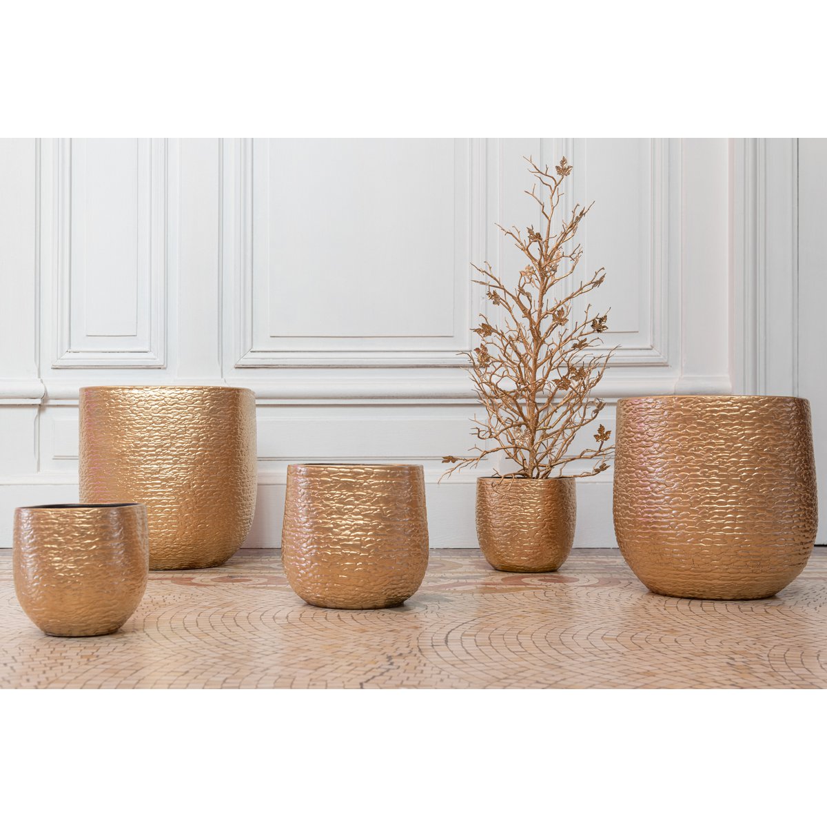 J-Line Flower Pot Audrey Ceramic Gold Extra Large