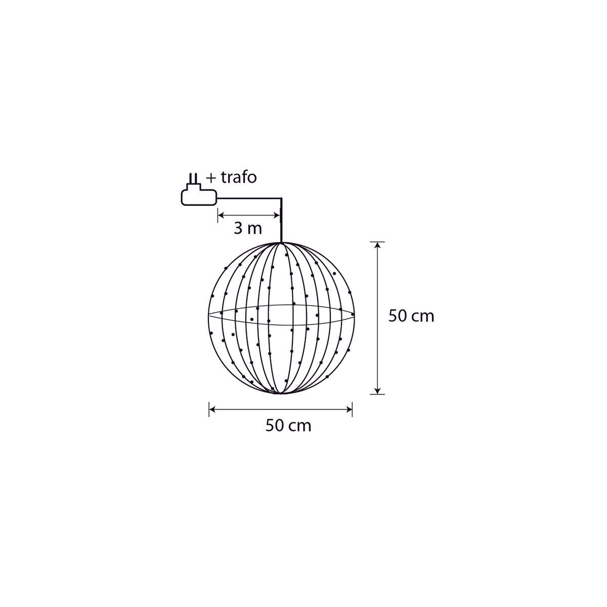 Christmas Lighting Ball with Classic White LED Lights - Ø50 cm - Silver