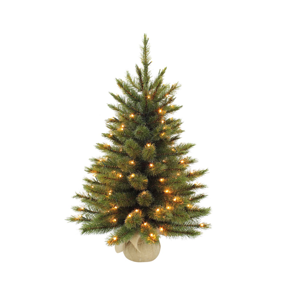 Forest Frosted Artificial Christmas Tree in Jute with LED Lighting - H60 x Ø46 cm - Green