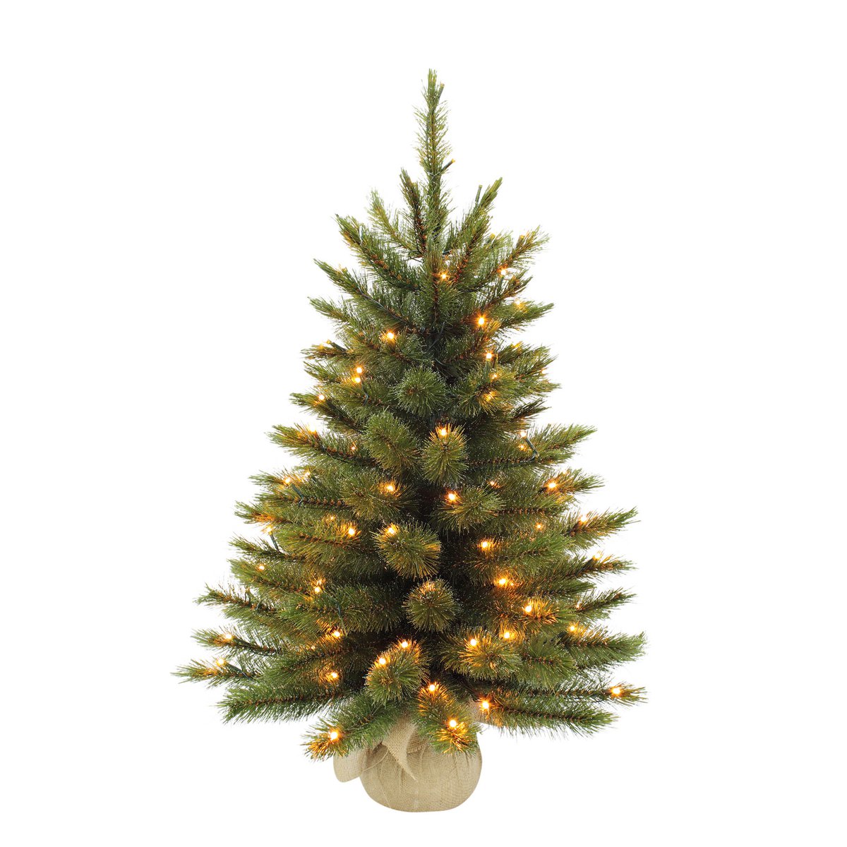 Forest Frosted Artificial Christmas Tree in Jute with LED Lighting - H60 x Ø46 cm - Green