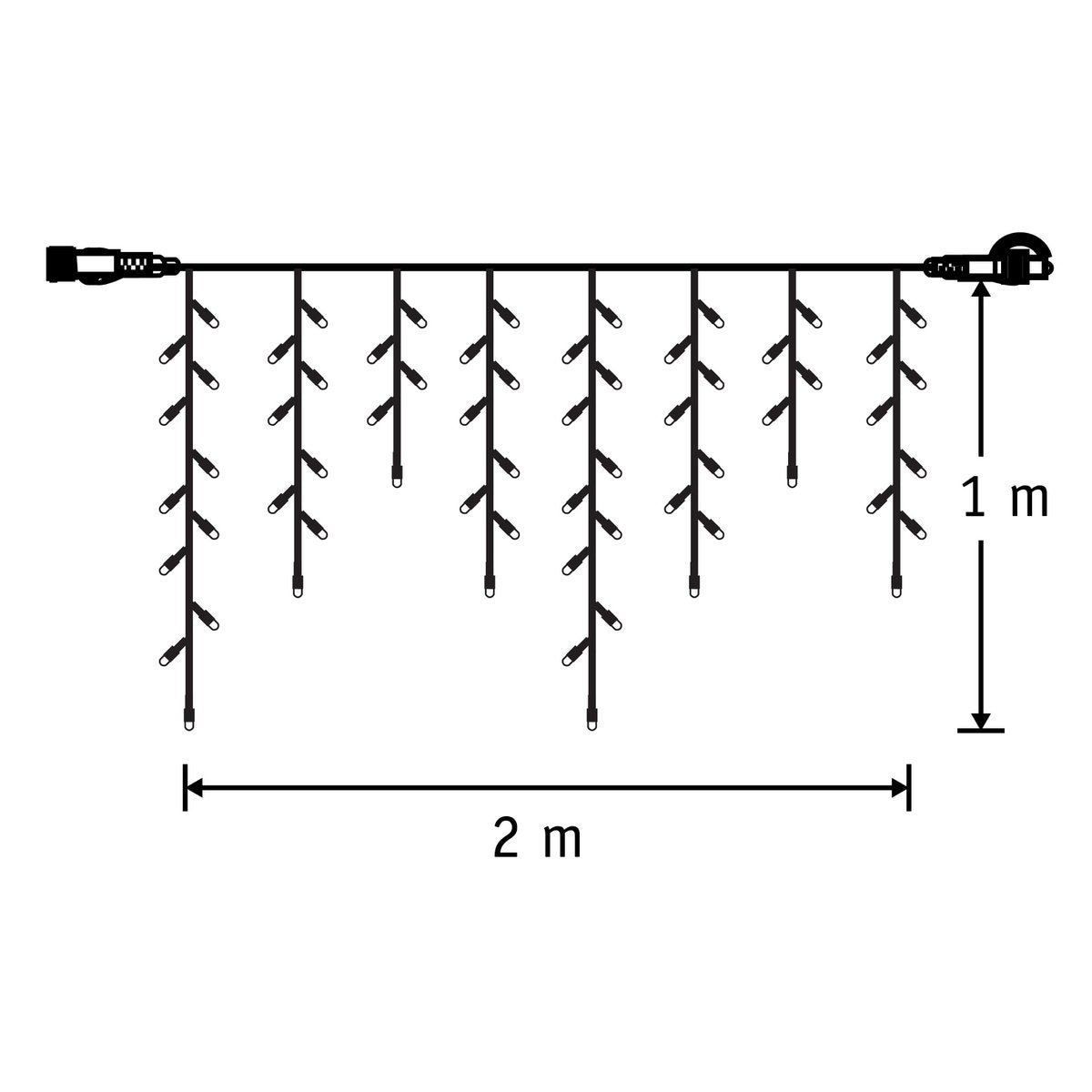 Connect XP Level Light Curtain with 100 LED Lights - L200 x H100 cm - Clear White