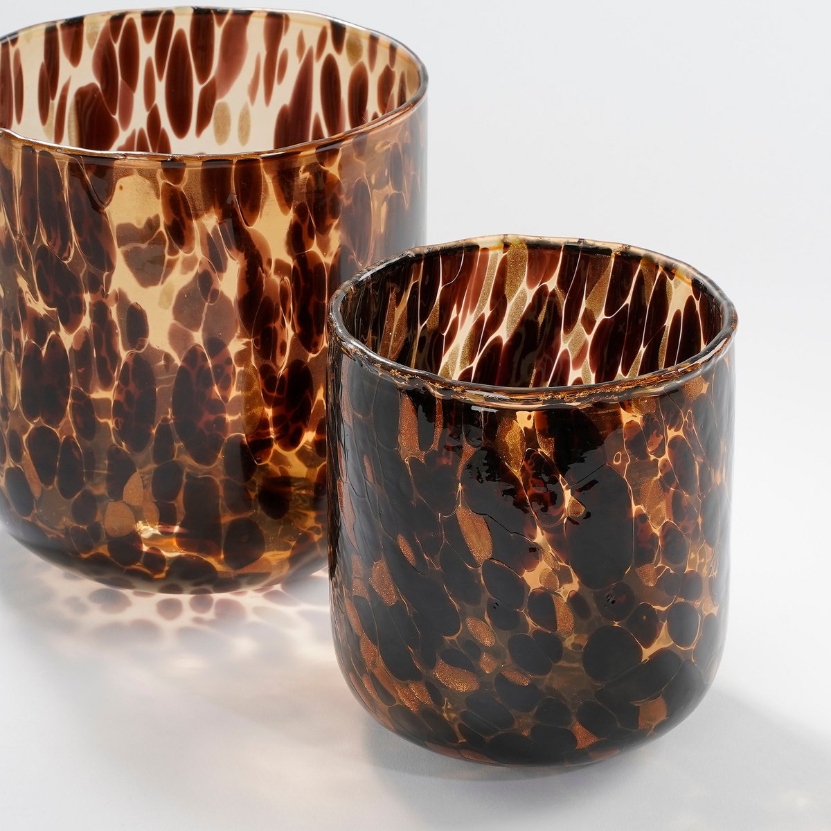 Tealight holder - Set of 2 - H15 x Ø14 cm - Brown