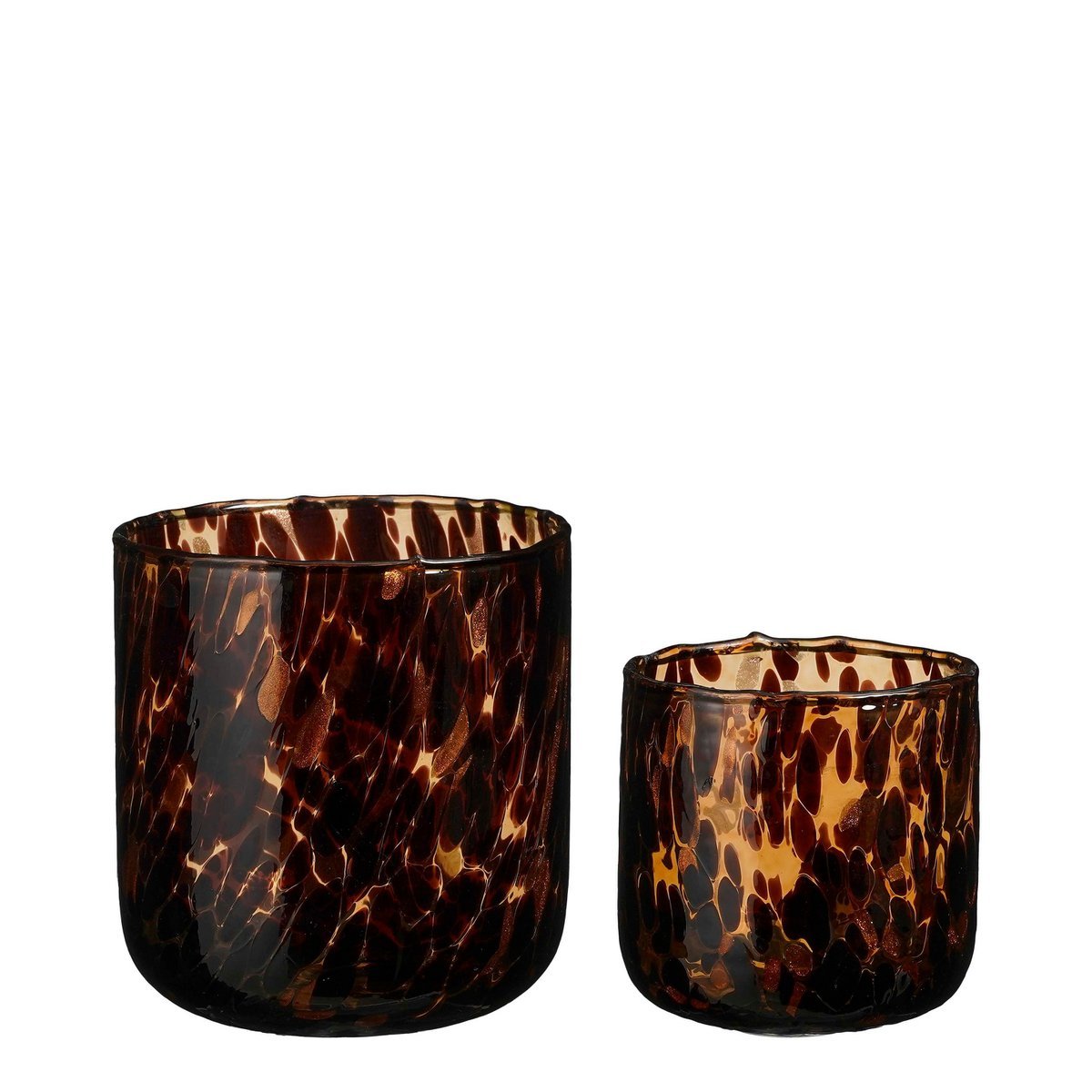 Tealight holder - Set of 2 - H15 x Ø14 cm - Brown