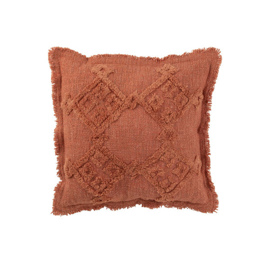 J-Line Cushion Fringes Cotton Terracotta